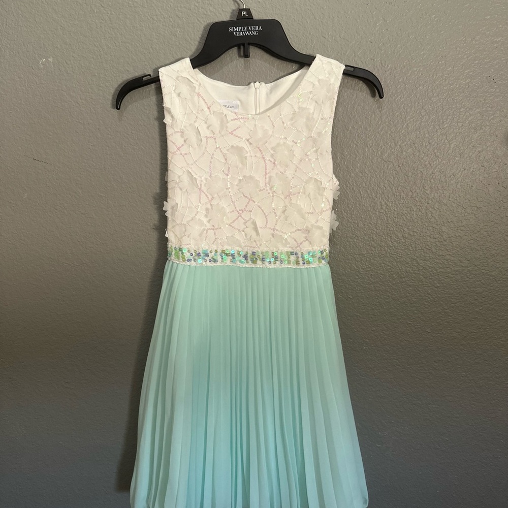 Bonnie Jean White and Cream Embellished Pleated Sundress